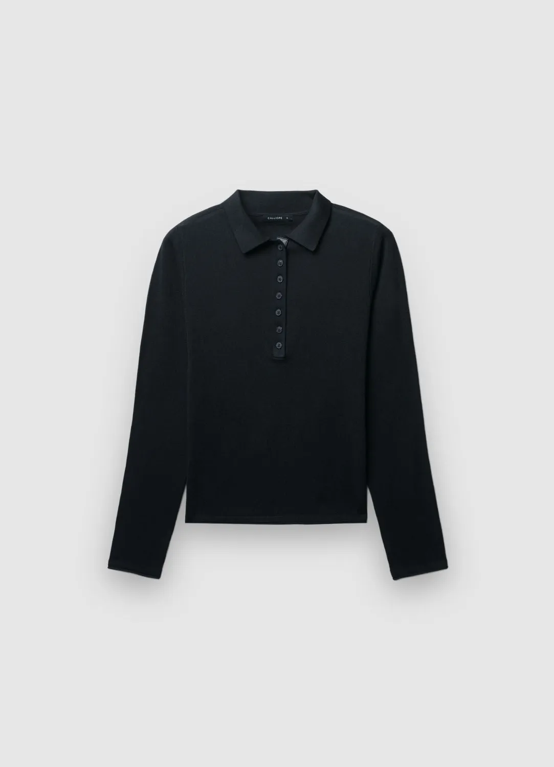 Calliope polo manches longues femme uni col boutonné