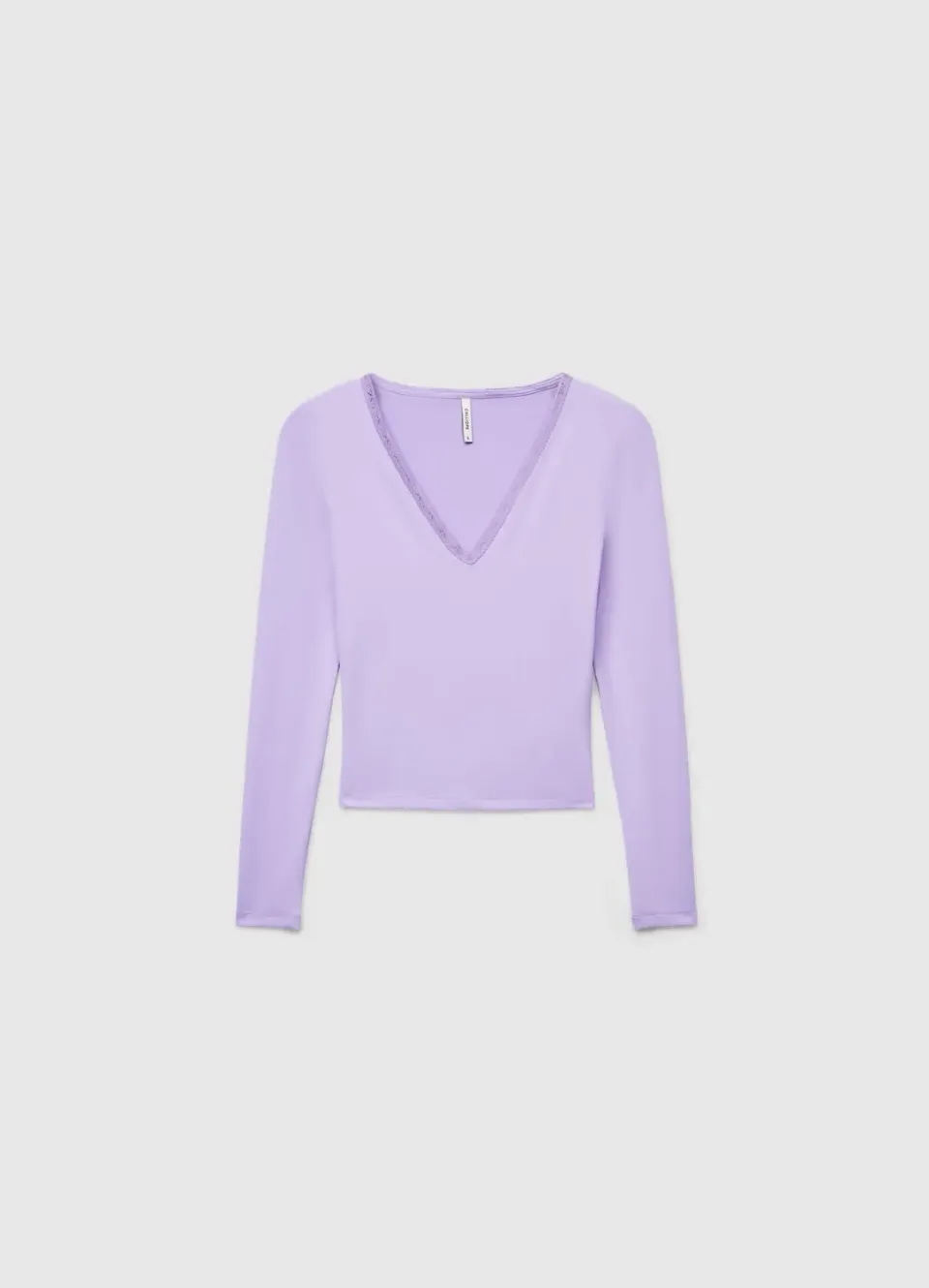 Calliope t-shirt manches longues femme col V dentelle