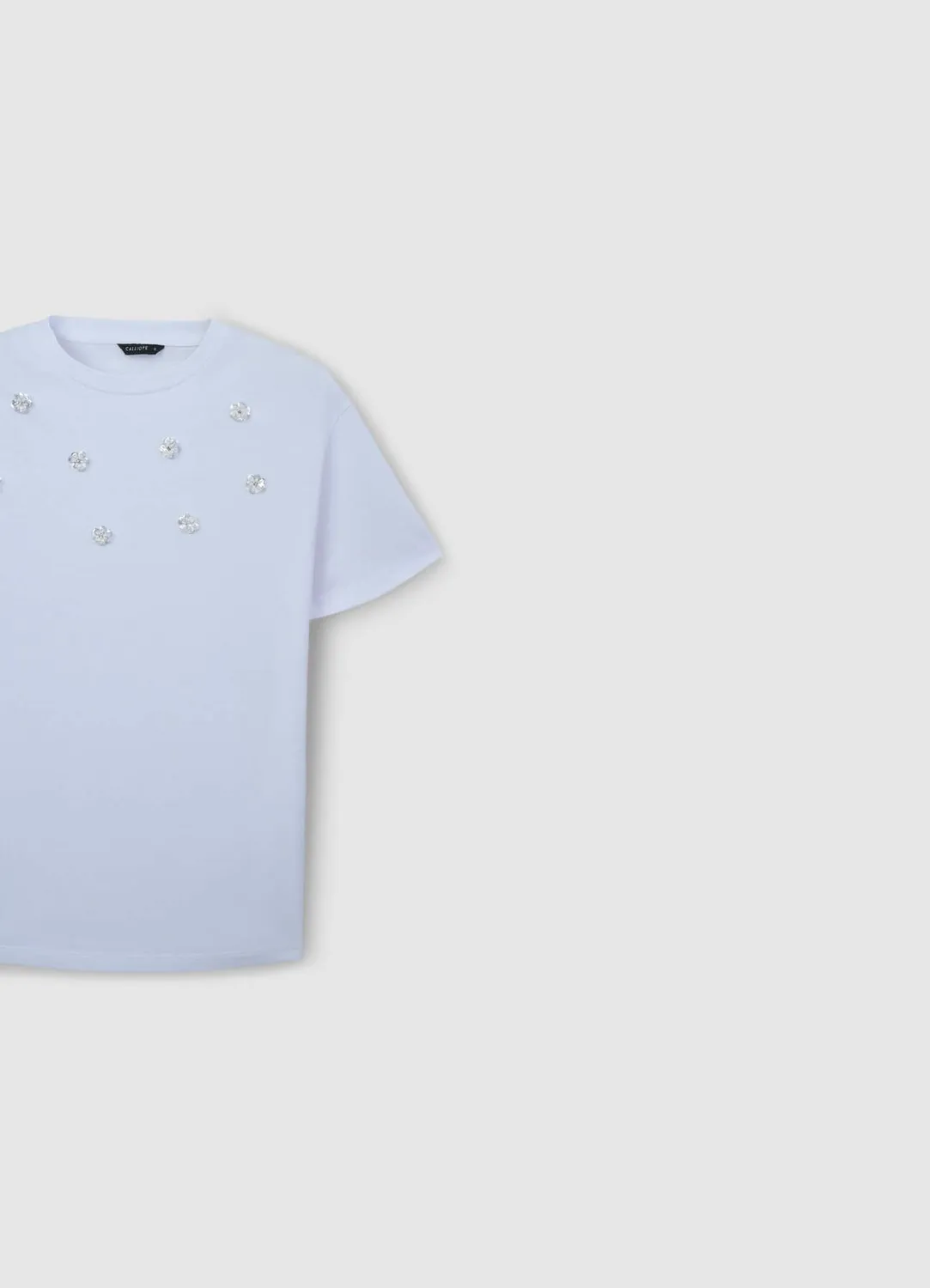 Calliope t-shirt fleurs appliquées femme coton