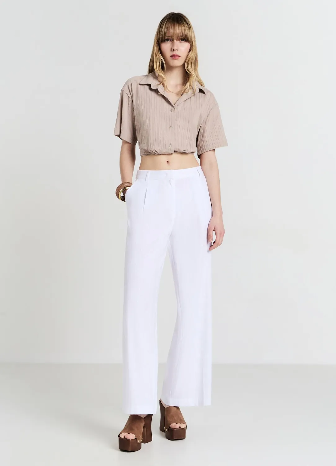 Calliope chemise femme coton gaufré manches courtes