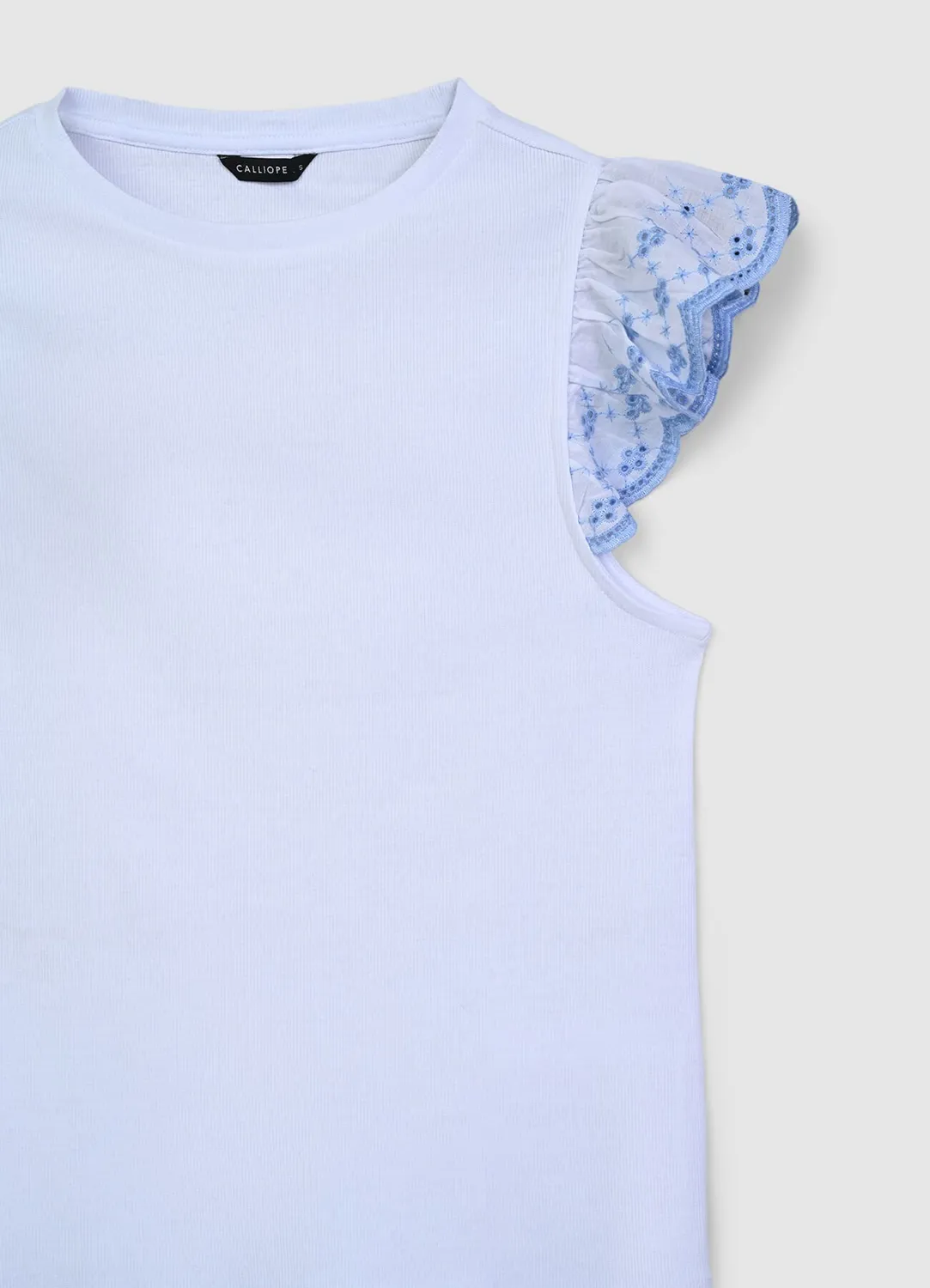 Calliope t-shirt volant femme tee-shirt coton côtelé