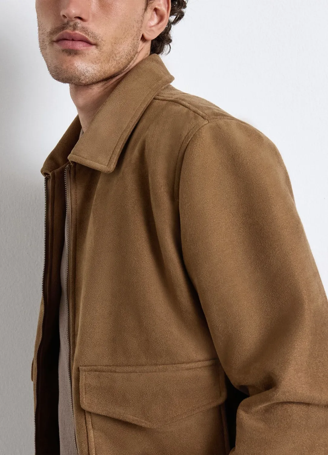 Calliope blouson homme effet suède zip poches
