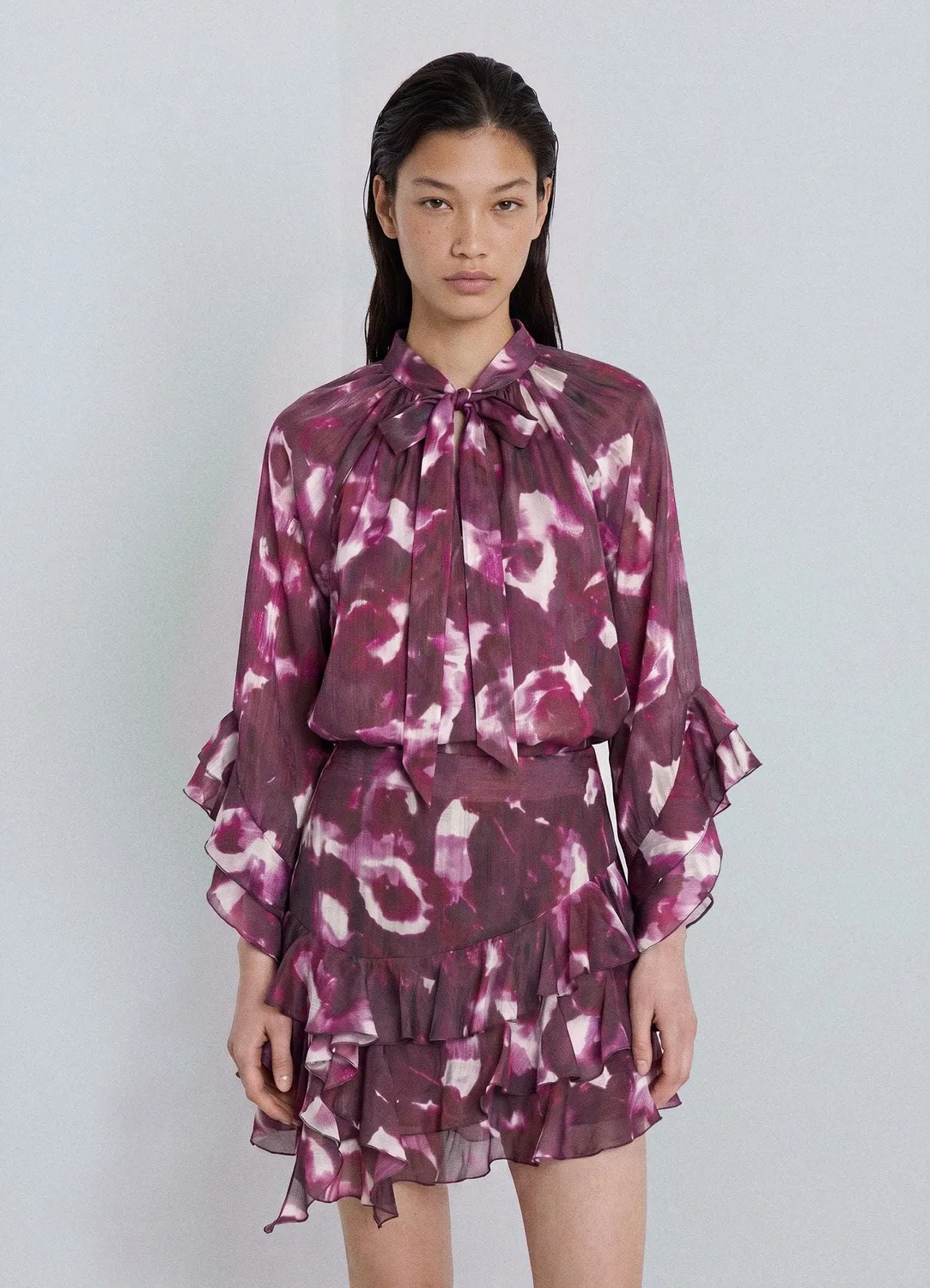 Calliope blouse femme fleurs col lavallière