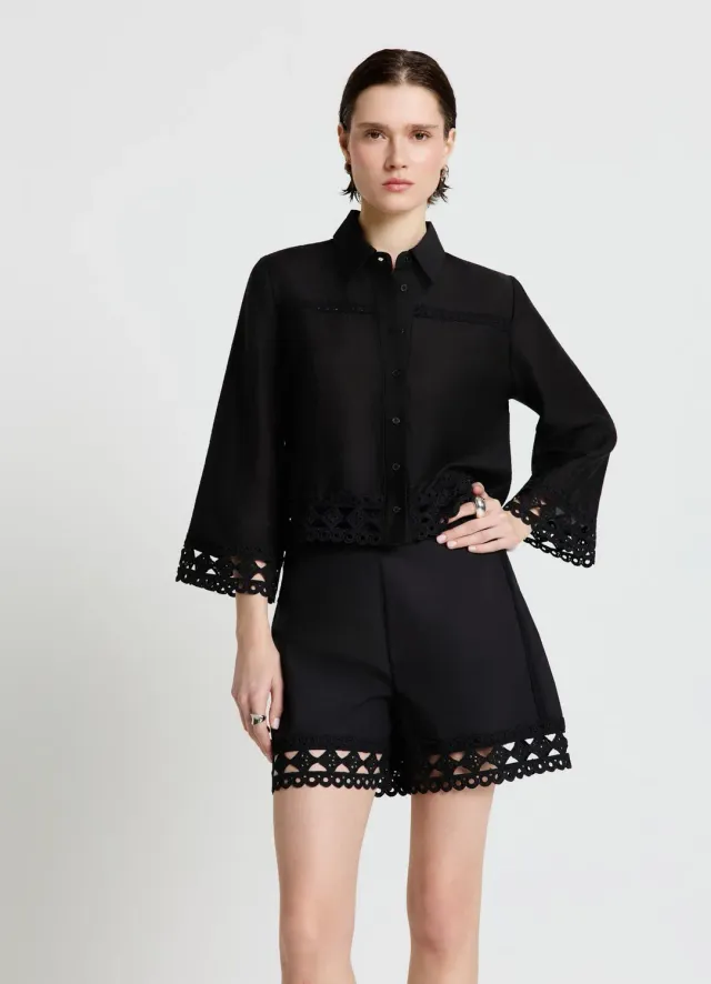 Calliope short taille haute short femme broderie