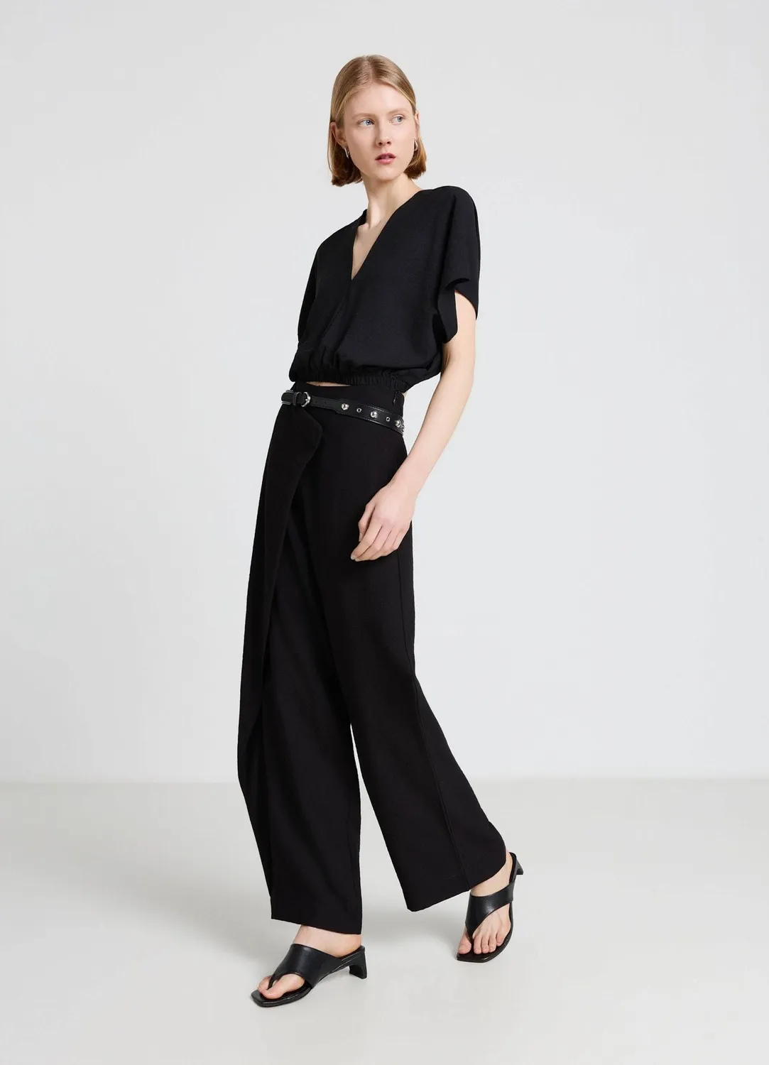 Calliope pantalon panneau drapé pantalon taille haute femme