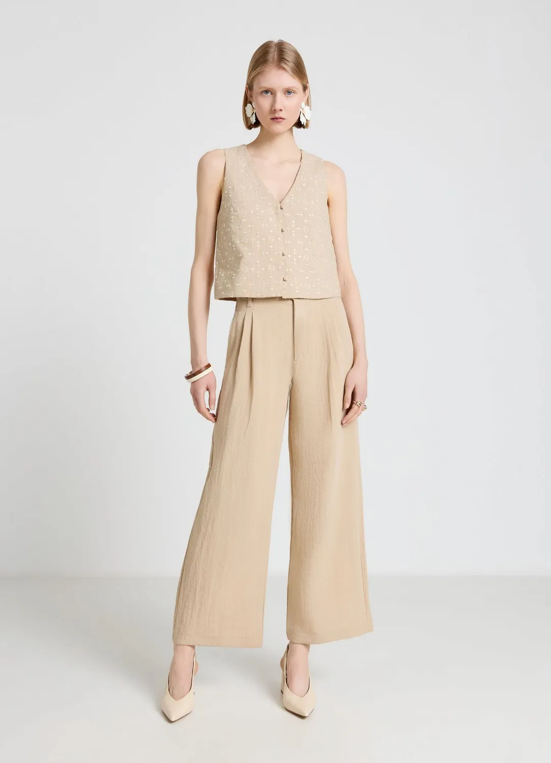 Calliope pantalon palazzo femme taille haute uni