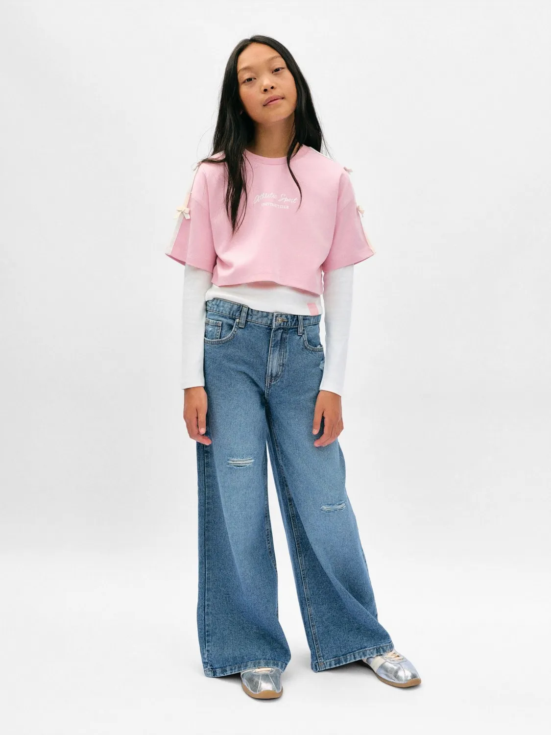 Calliope jean wide leg fille dechire taille haute