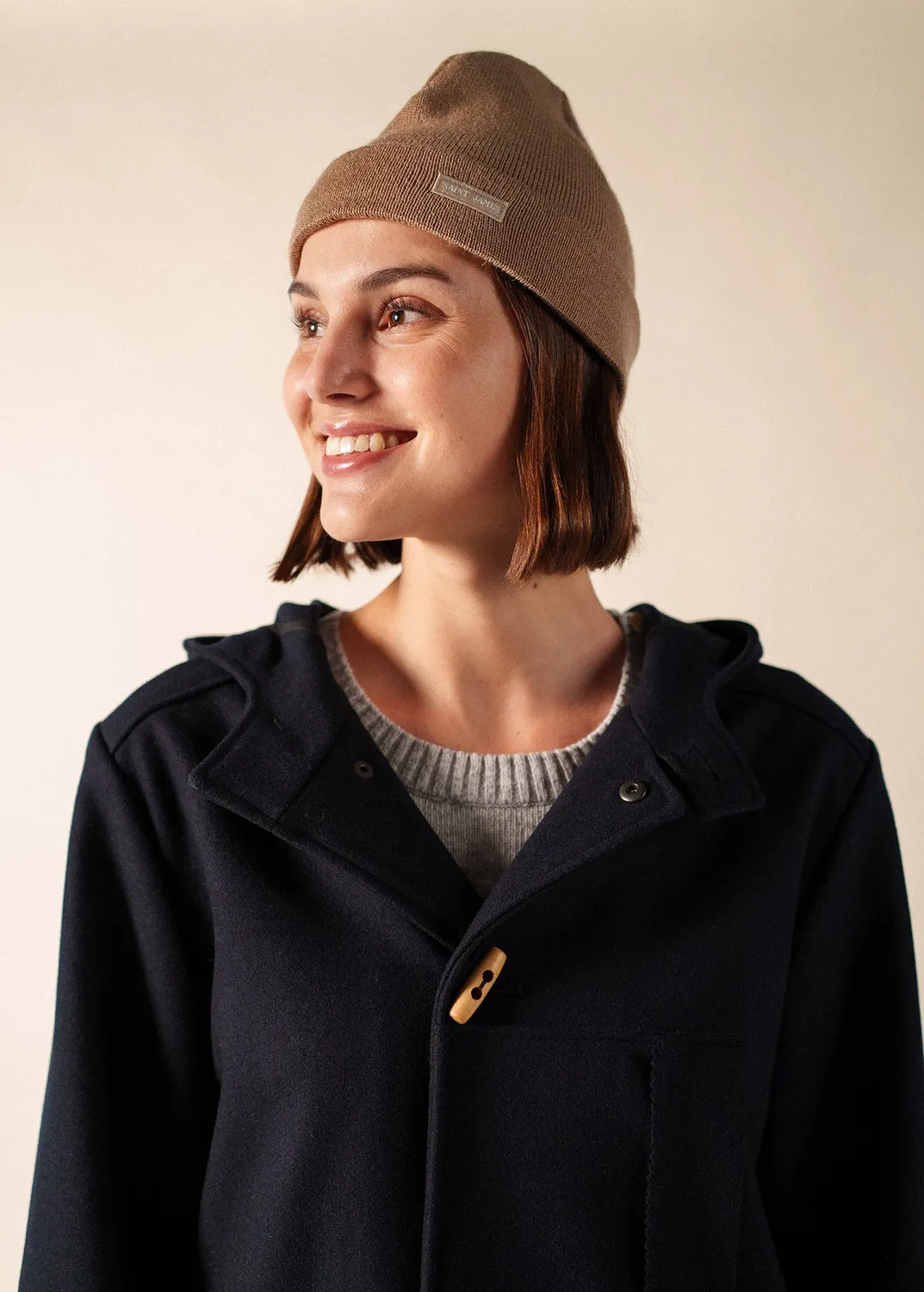 Saint James Bonnet de quart bonnet beige foncé laine