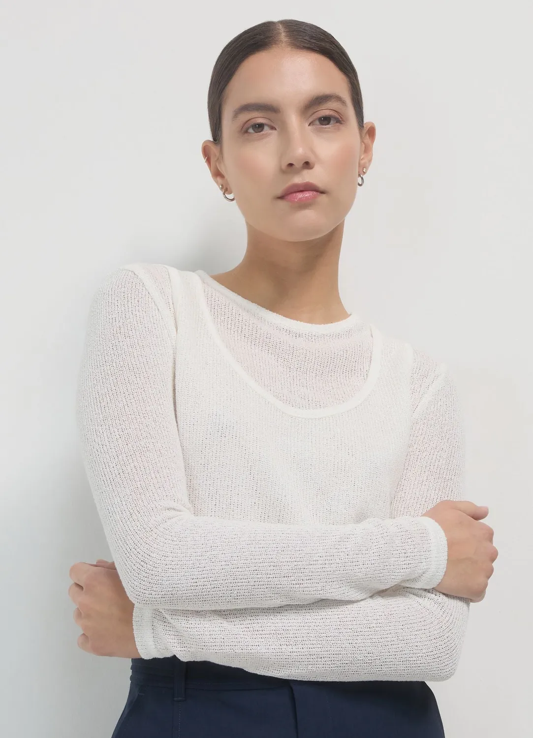 Calliope pull doublé femme manches longues uni coton S