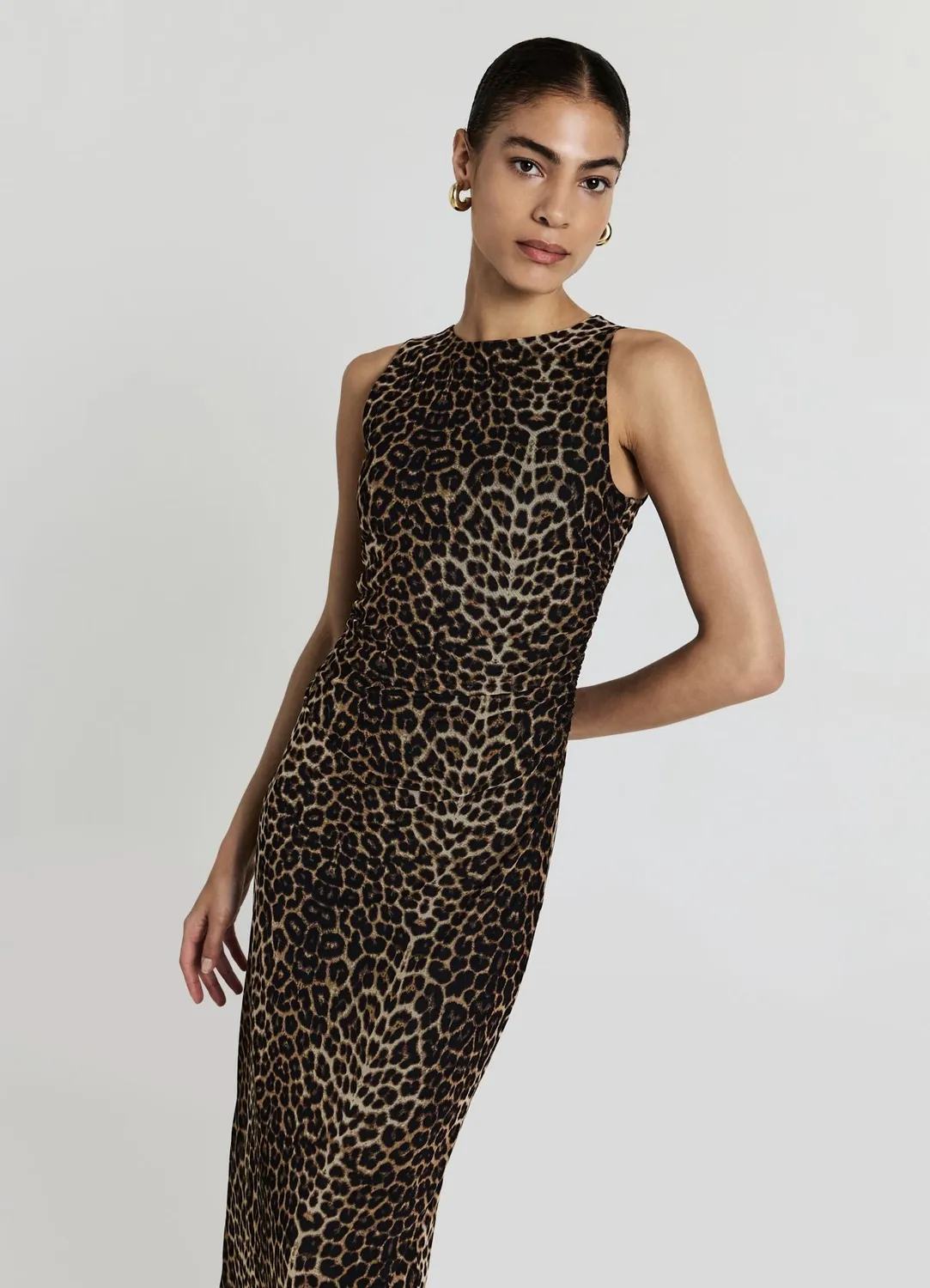 Calliope robe longue animalier sans manches femme