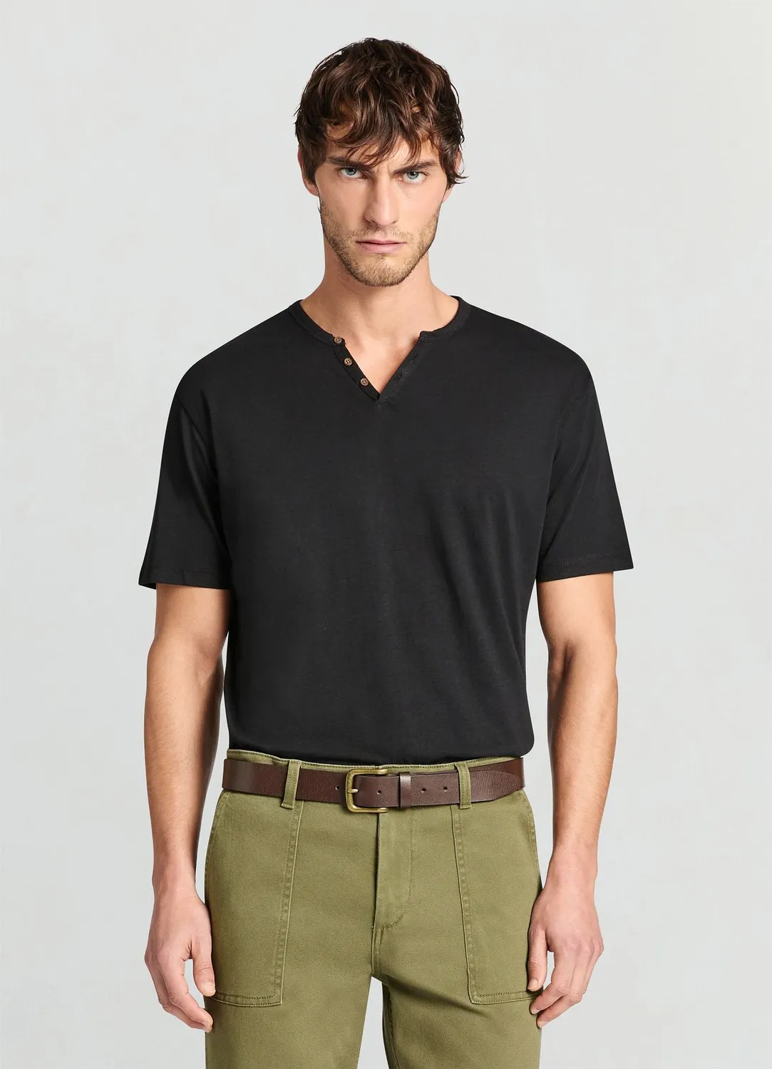 Calliope T-shirt henley boutons homme uni