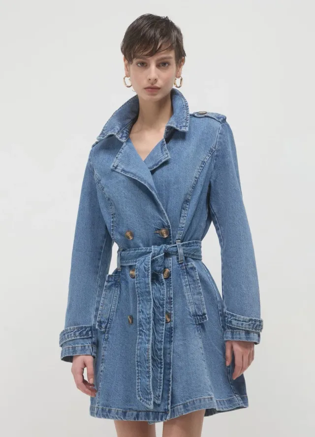 Calliope Trench denim femme S à ceinture