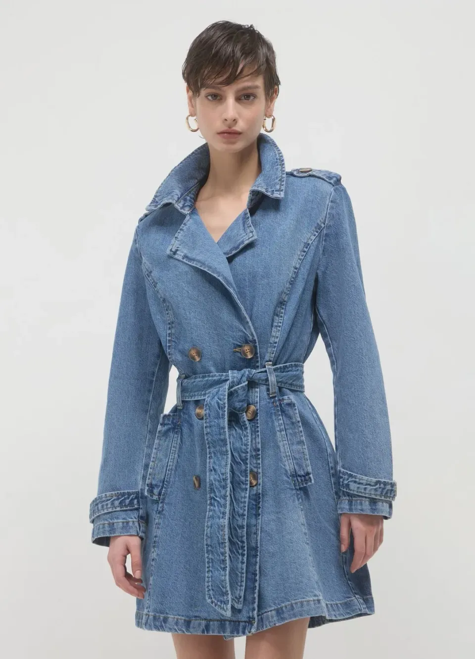 Calliope Trench denim femme S à ceinture