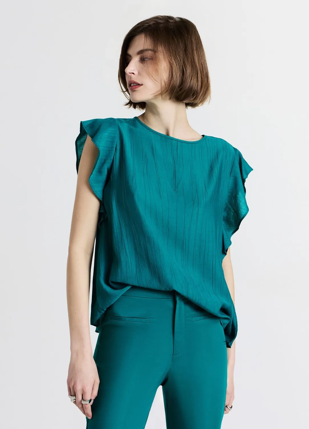 Calliope blouse manches volants femme unie