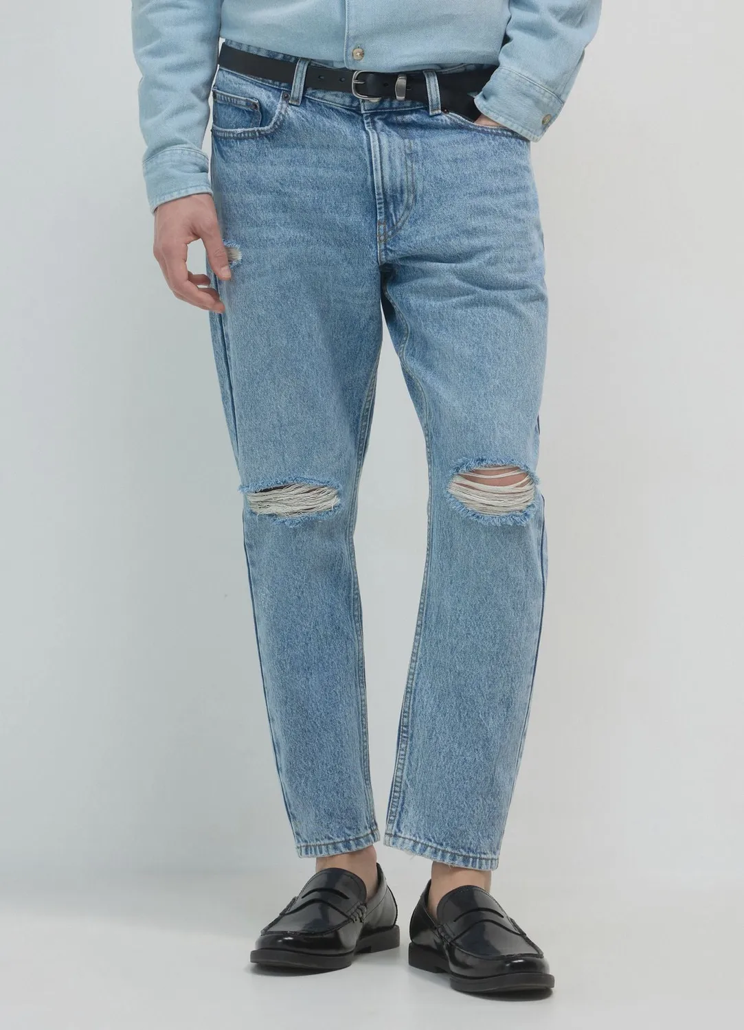 Calliope jean cropped déchiré homme 5 poches