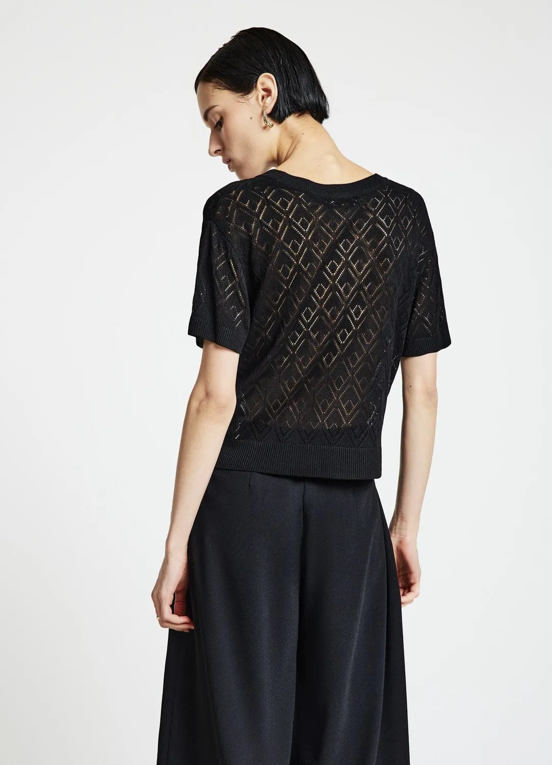 Calliope t-shirt pointelle femme col rond rombes
