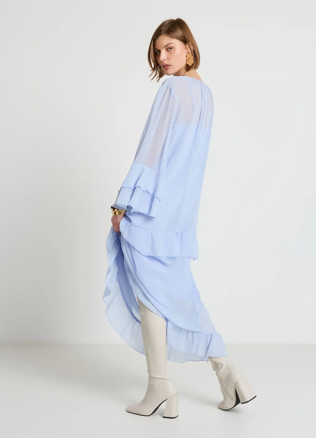 Calliope robe longue femme volants col V