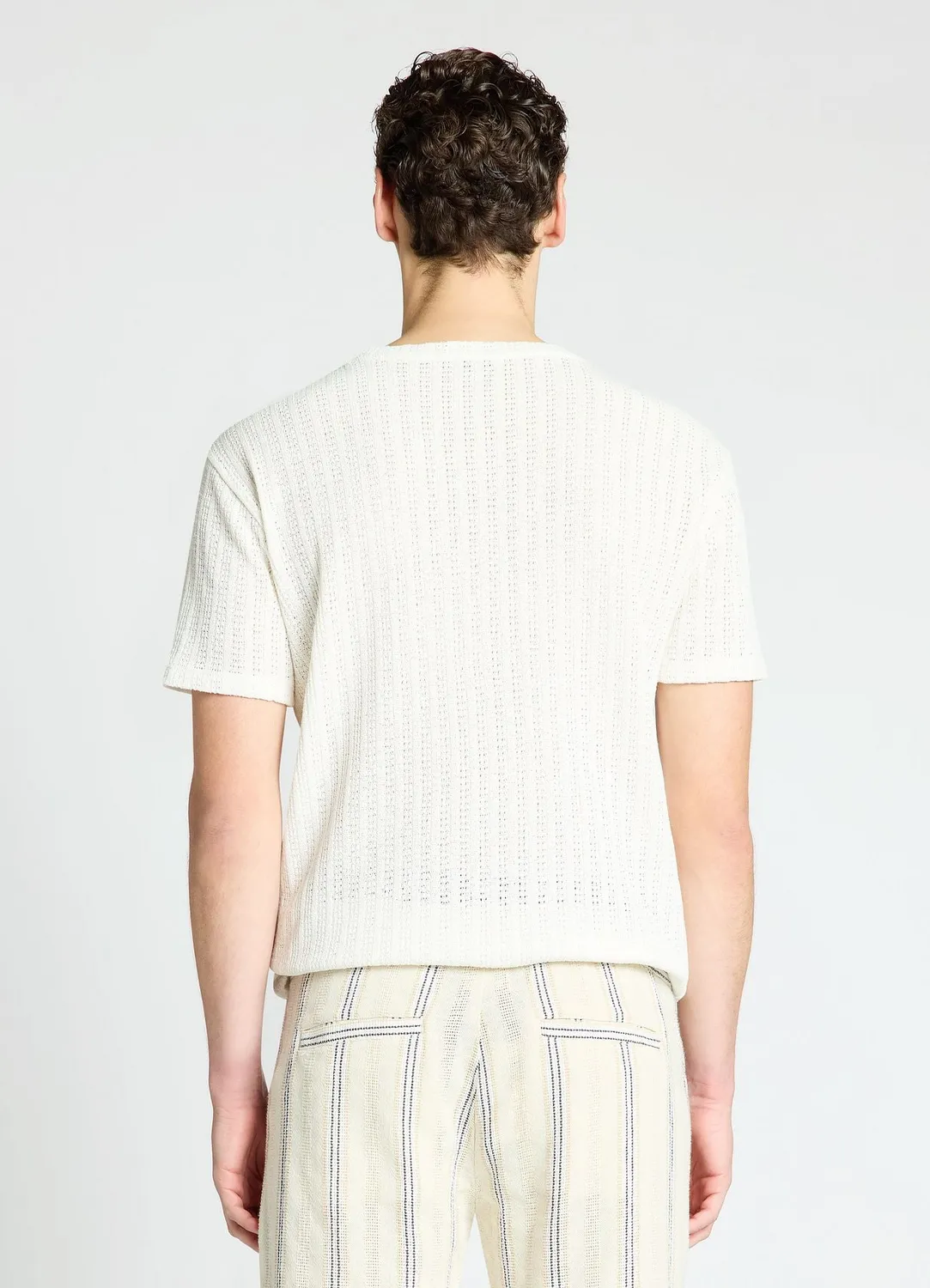 Calliope t-shirt homme ajouré côtelé col rond
