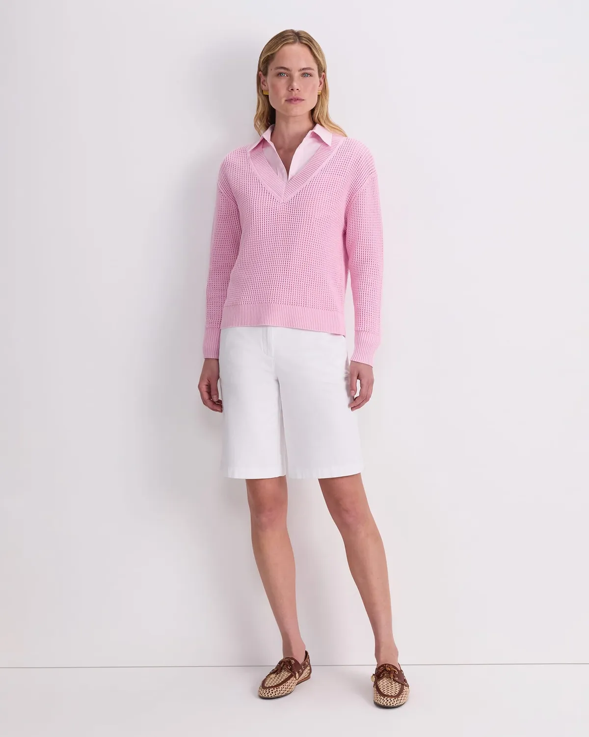 Sportscraft Cotton Crochet V-Neck pull coton col V sans manches