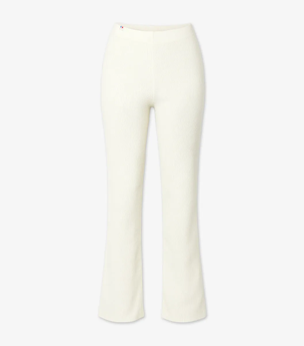 Cocorico Intemporel Écru pantalon femme maille côtelée
