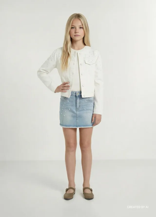 Calliope veste jean fille à perles 12-13 ans