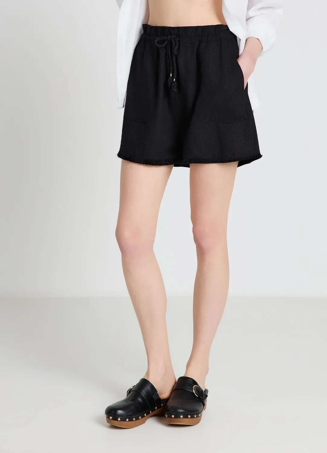 Calliope short lin franges femme taille haute