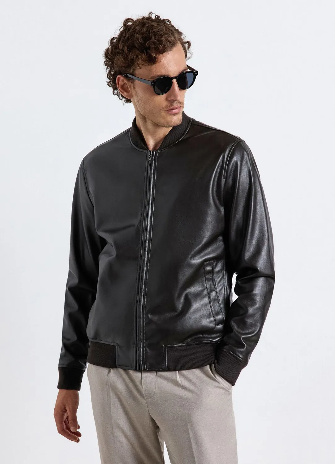 Calliope bomber zip homme uni bord-cotes