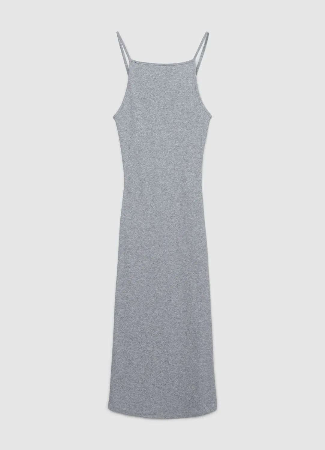 Calliope robe longue côtelée bretelles unie