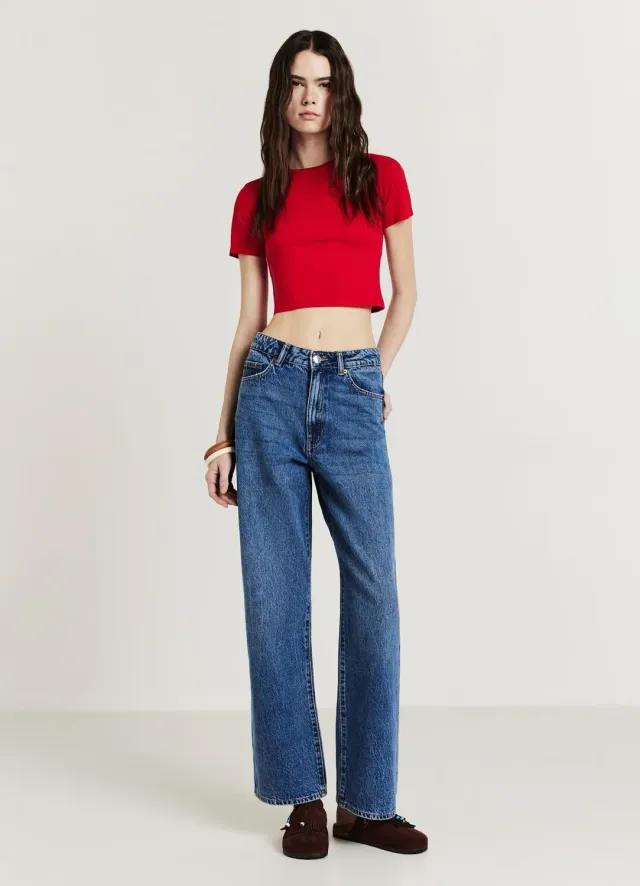 Calliope t-shirt crop femme coton col rond