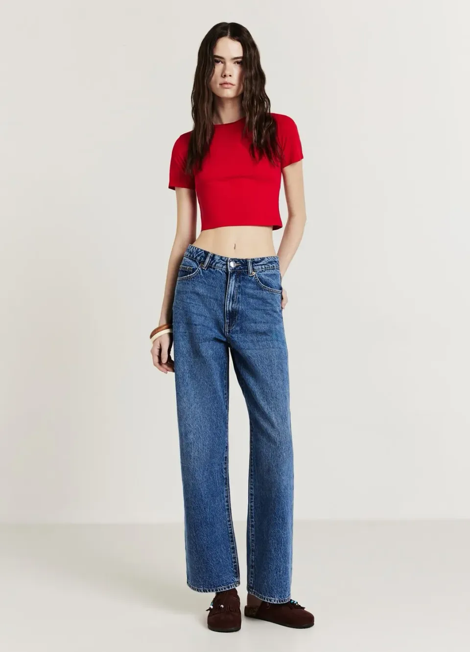 Calliope t-shirt crop femme coton col rond