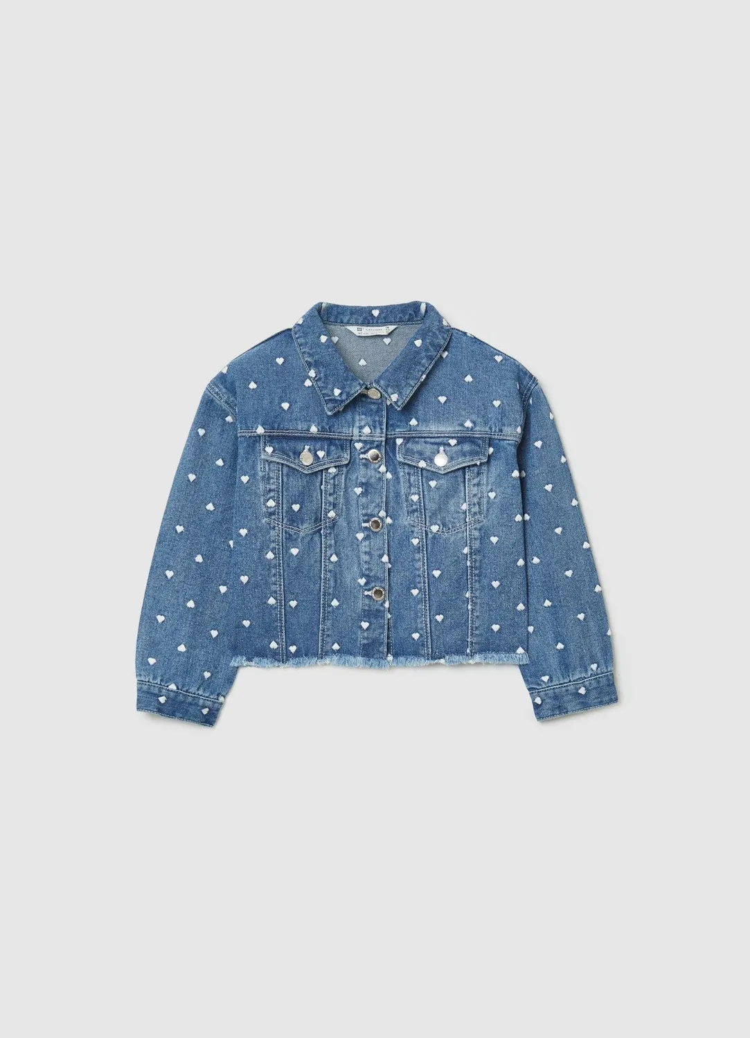 Calliope veste jean fille cœurs brodés denim
