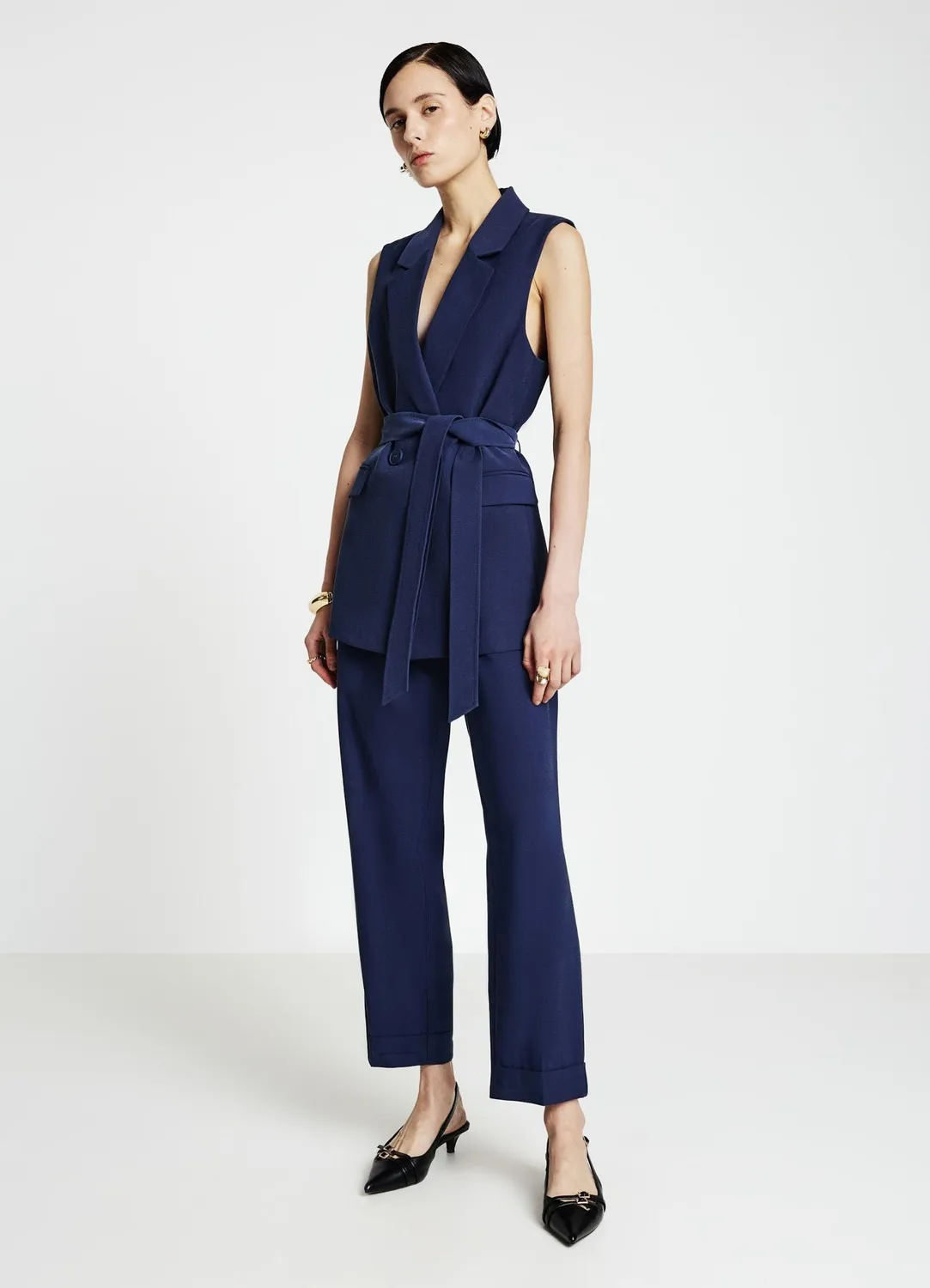 Calliope pantalon femme uni revers confort elastique