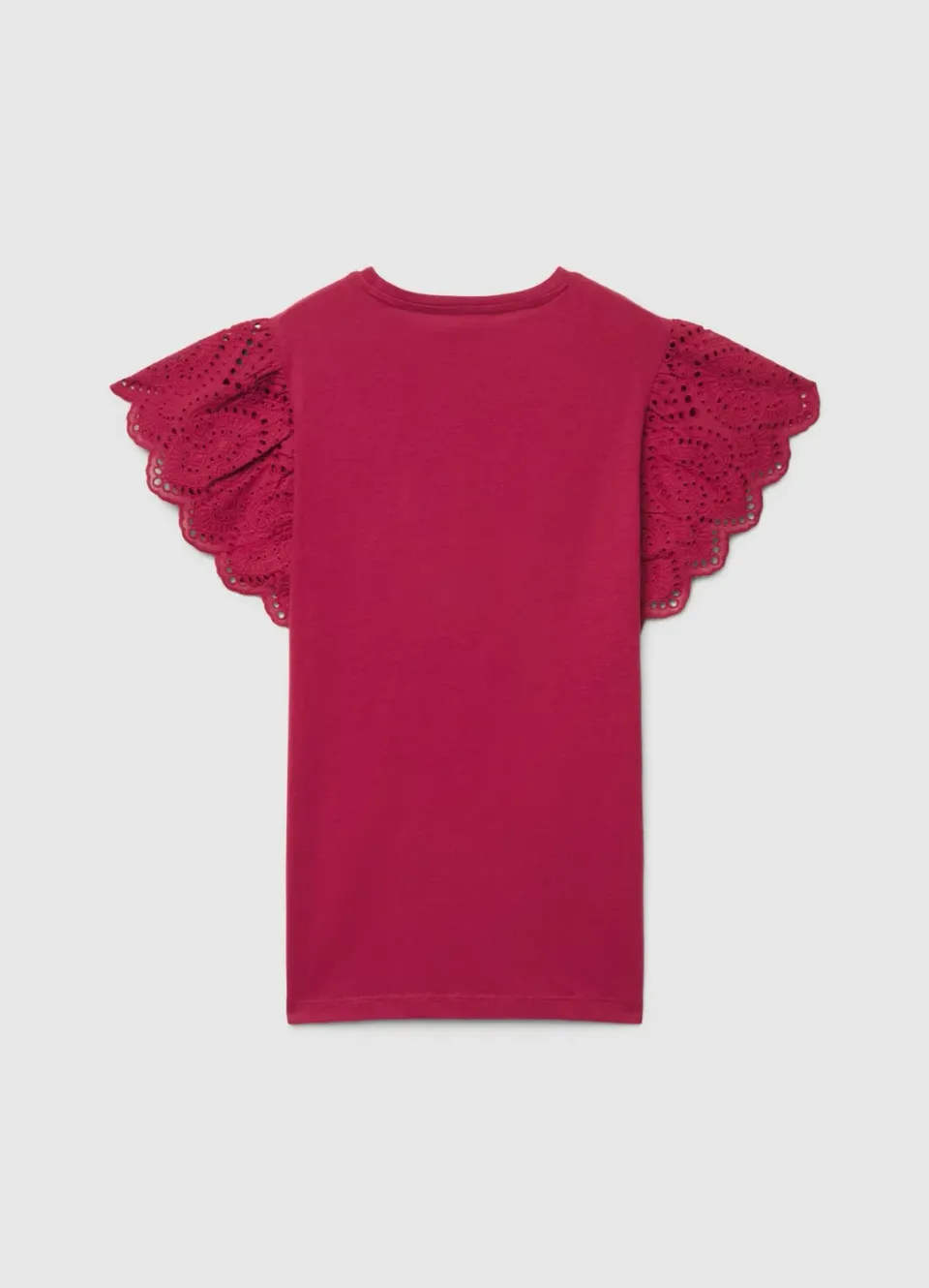 Calliope T-shirt femme uni volants sangallo