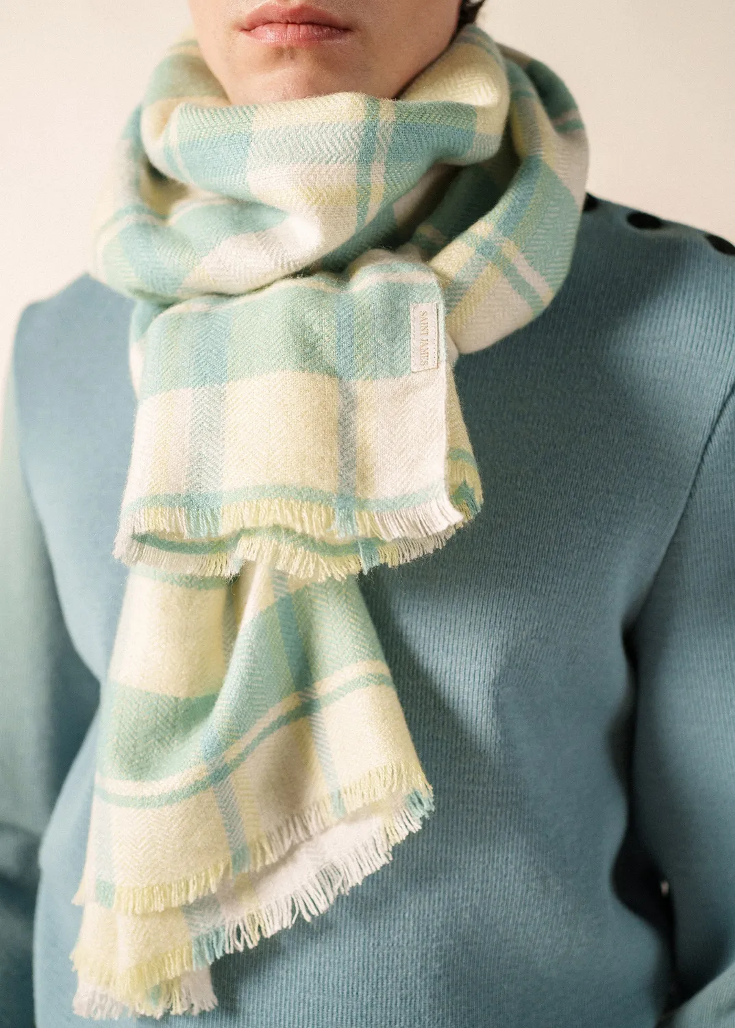 Saint James DOUX RELIEF foulard à carreaux laine