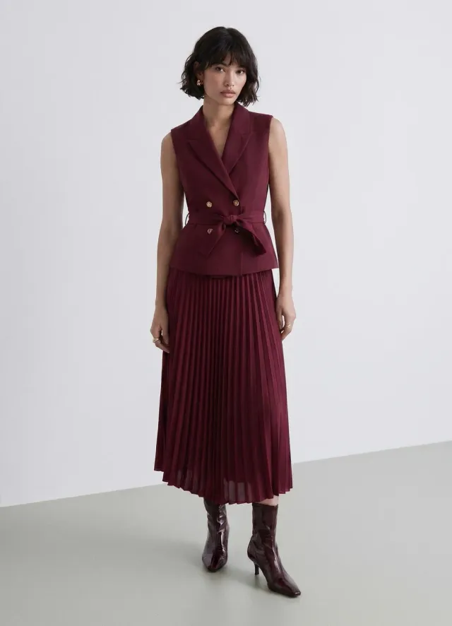 Calliope robe gilet plissée femme ceinture