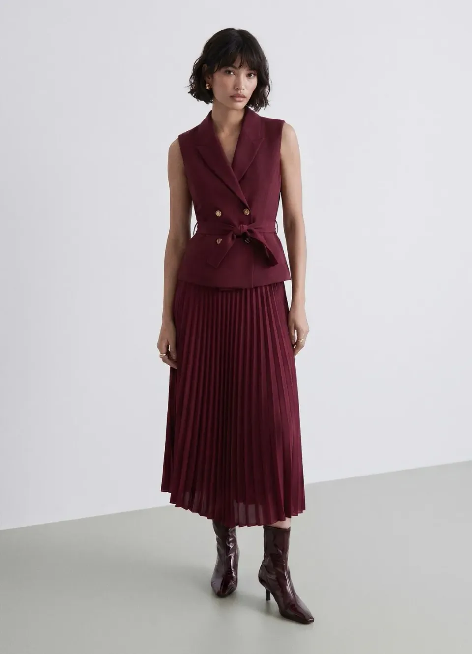 Calliope robe gilet plissée femme ceinture