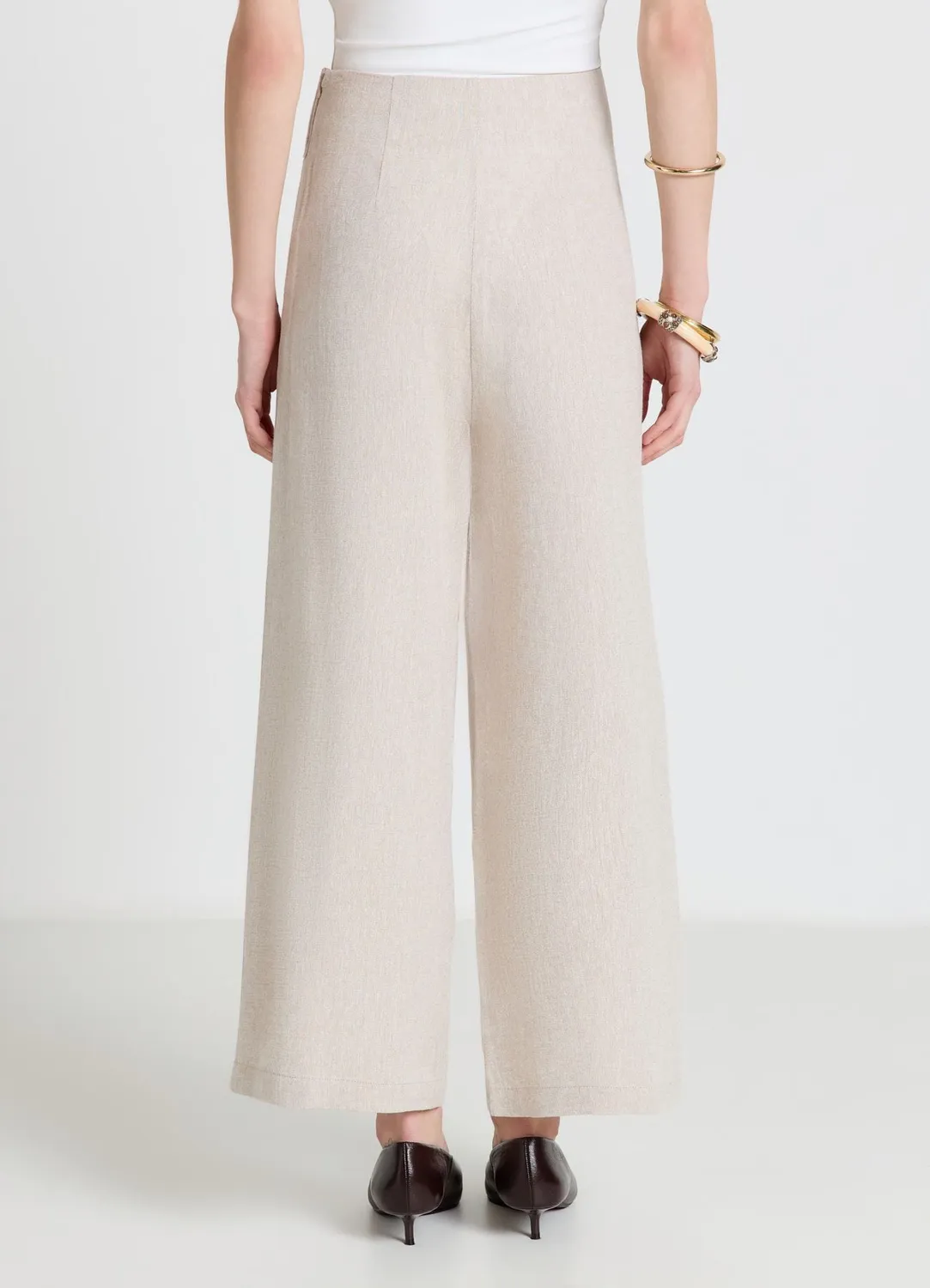 Calliope pantalon culotte lin femme boucle taille haute