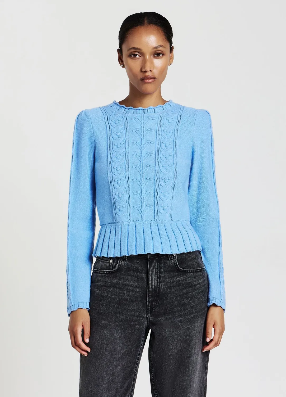 Calliope pull maille volants manches longues femme