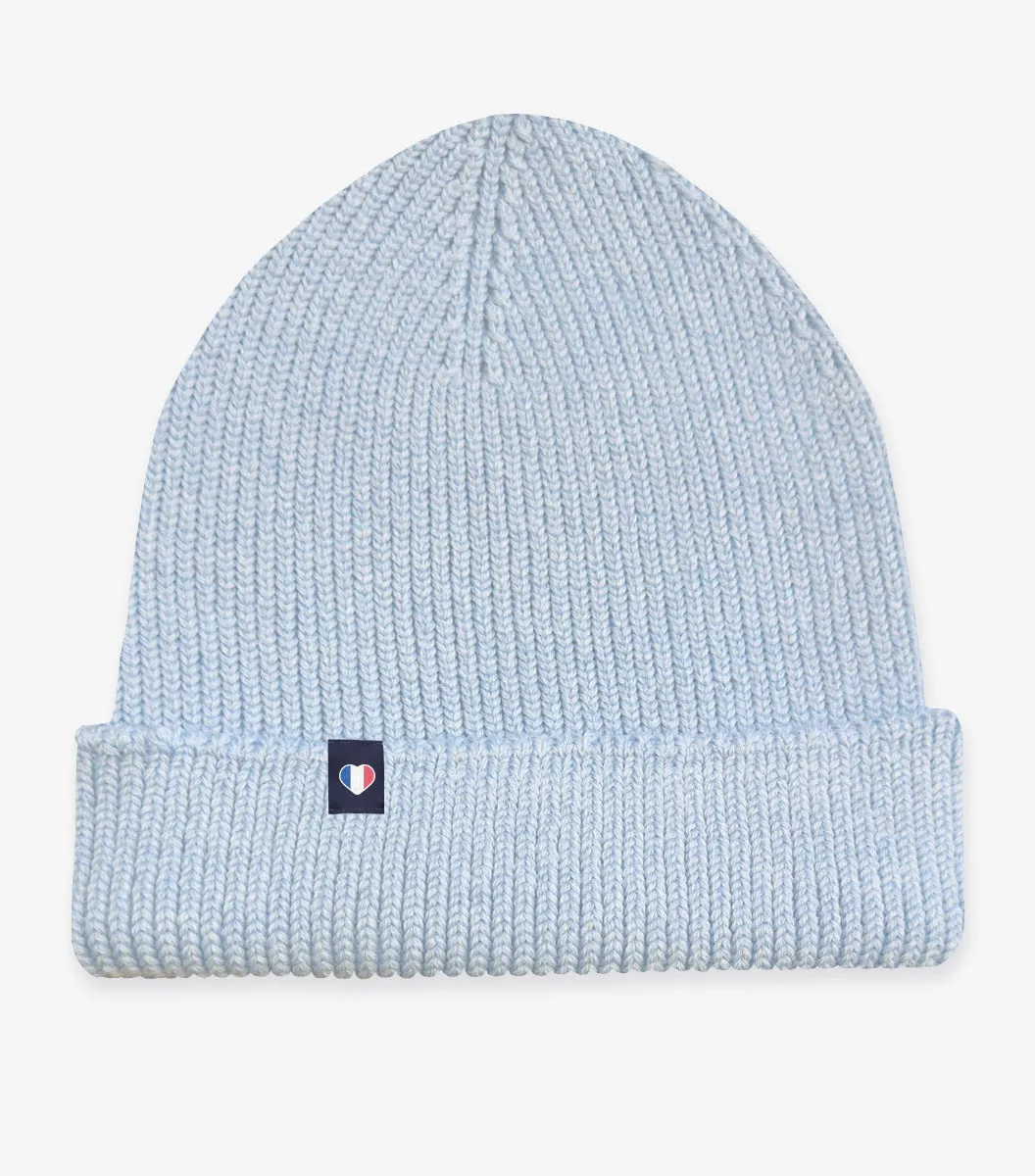 Cocorico Ciel bonnet bleu ciel laine mérinos
