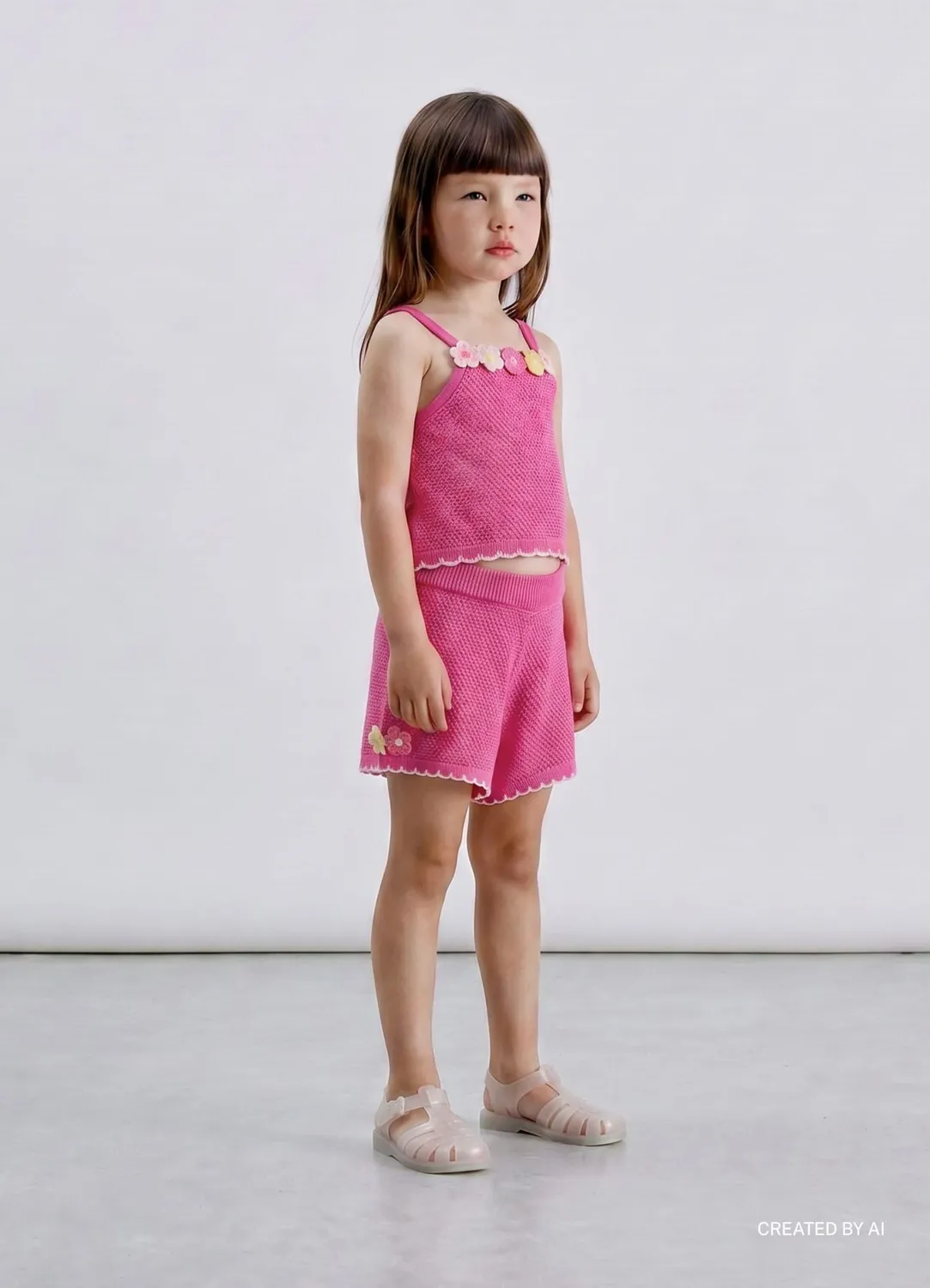 Calliope short crochet fille fleurs appliquées