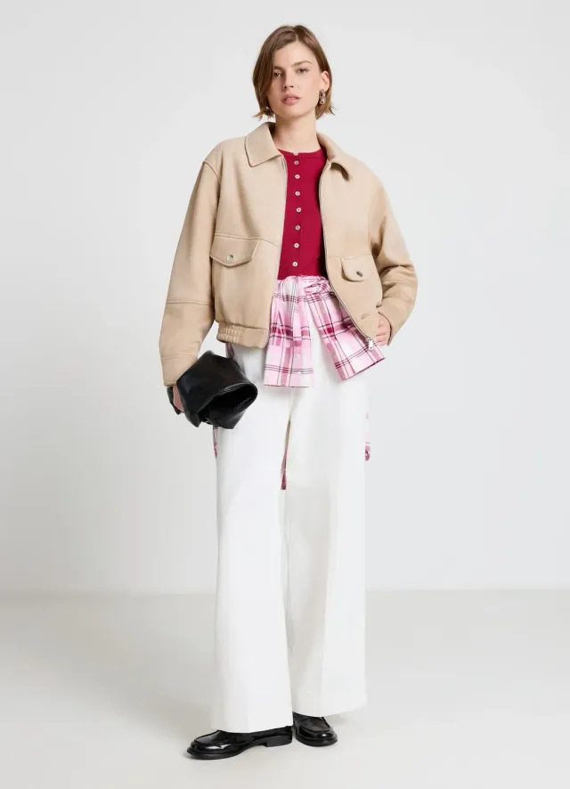 Calliope bomber femme effet suédine col chemise
