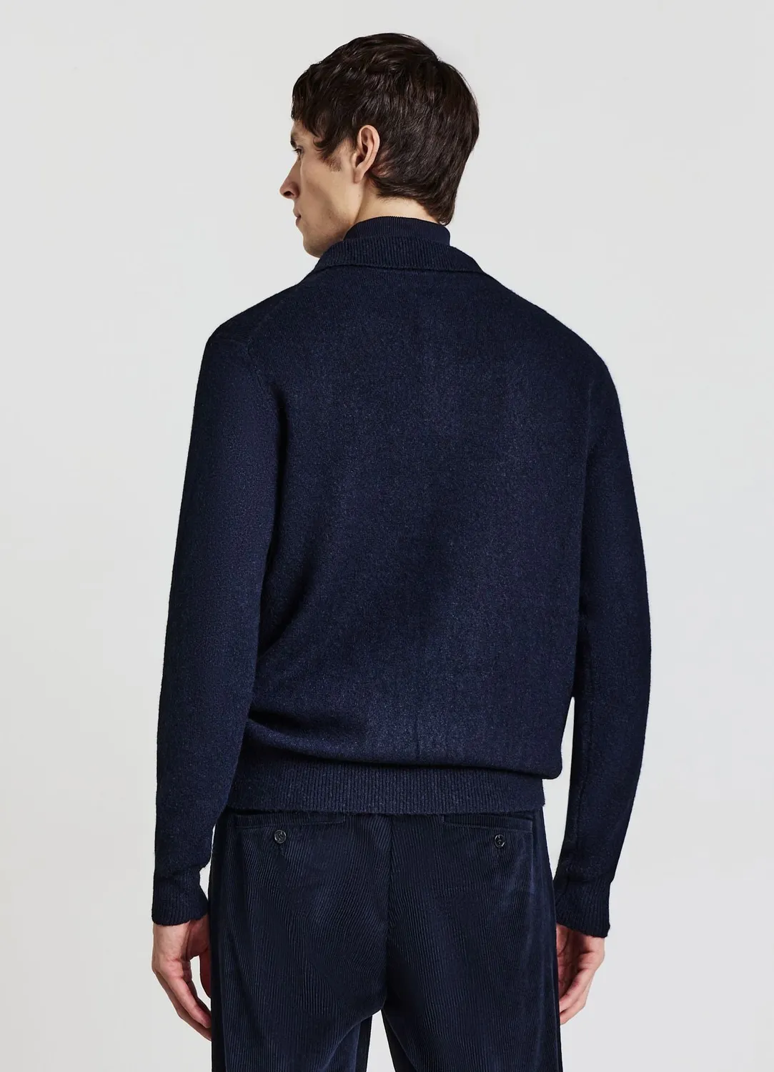 Calliope polo homme uni manches longues col boutonné