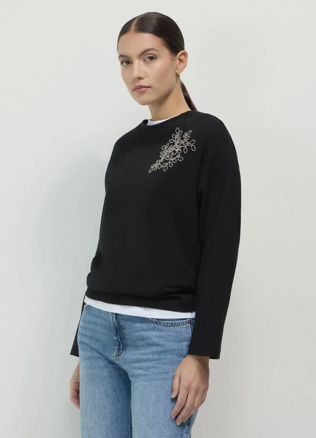 Calliope sweat col rond applications femme
