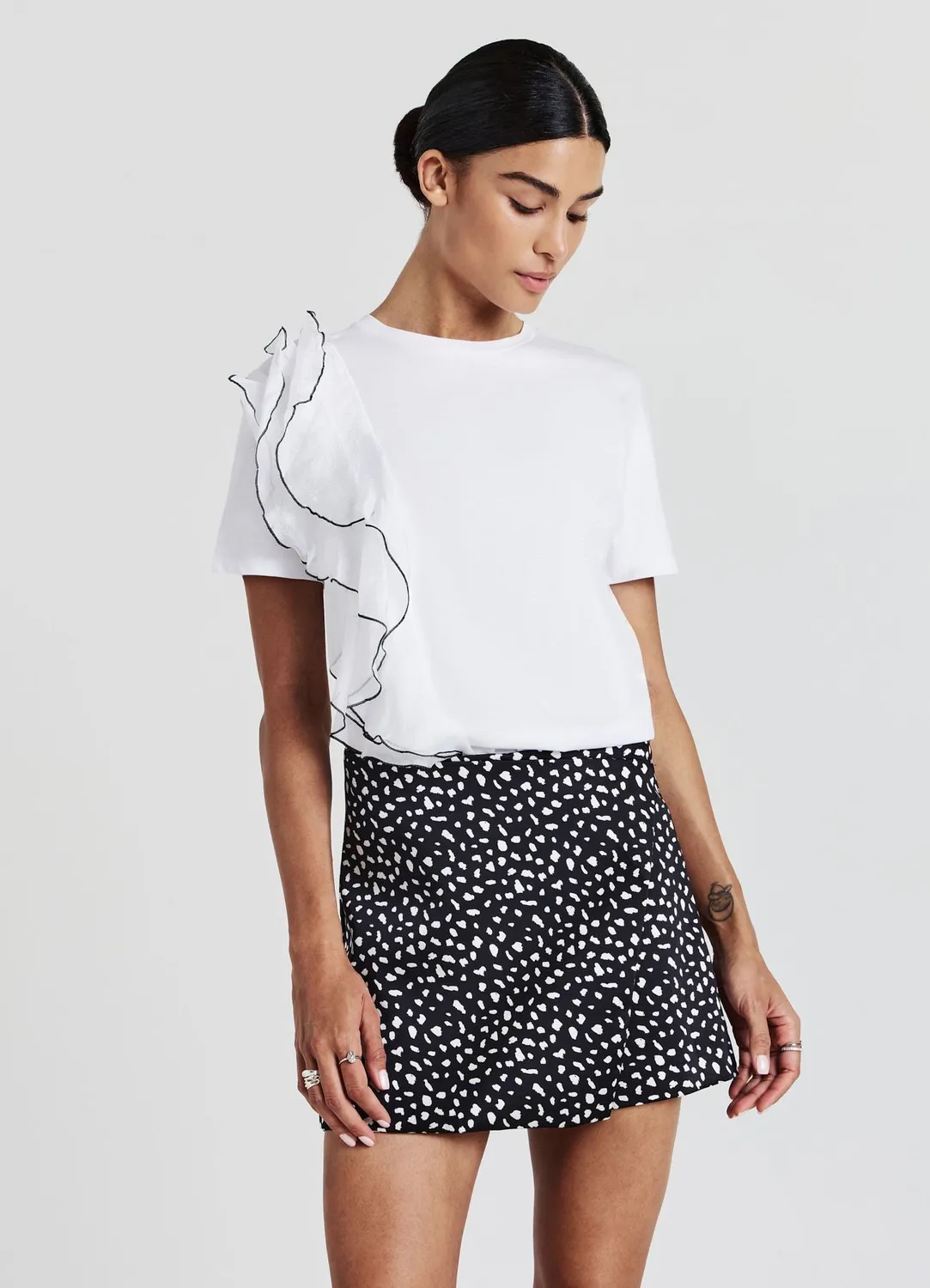 Calliope Jupe-culotte satinée motifs femme zip