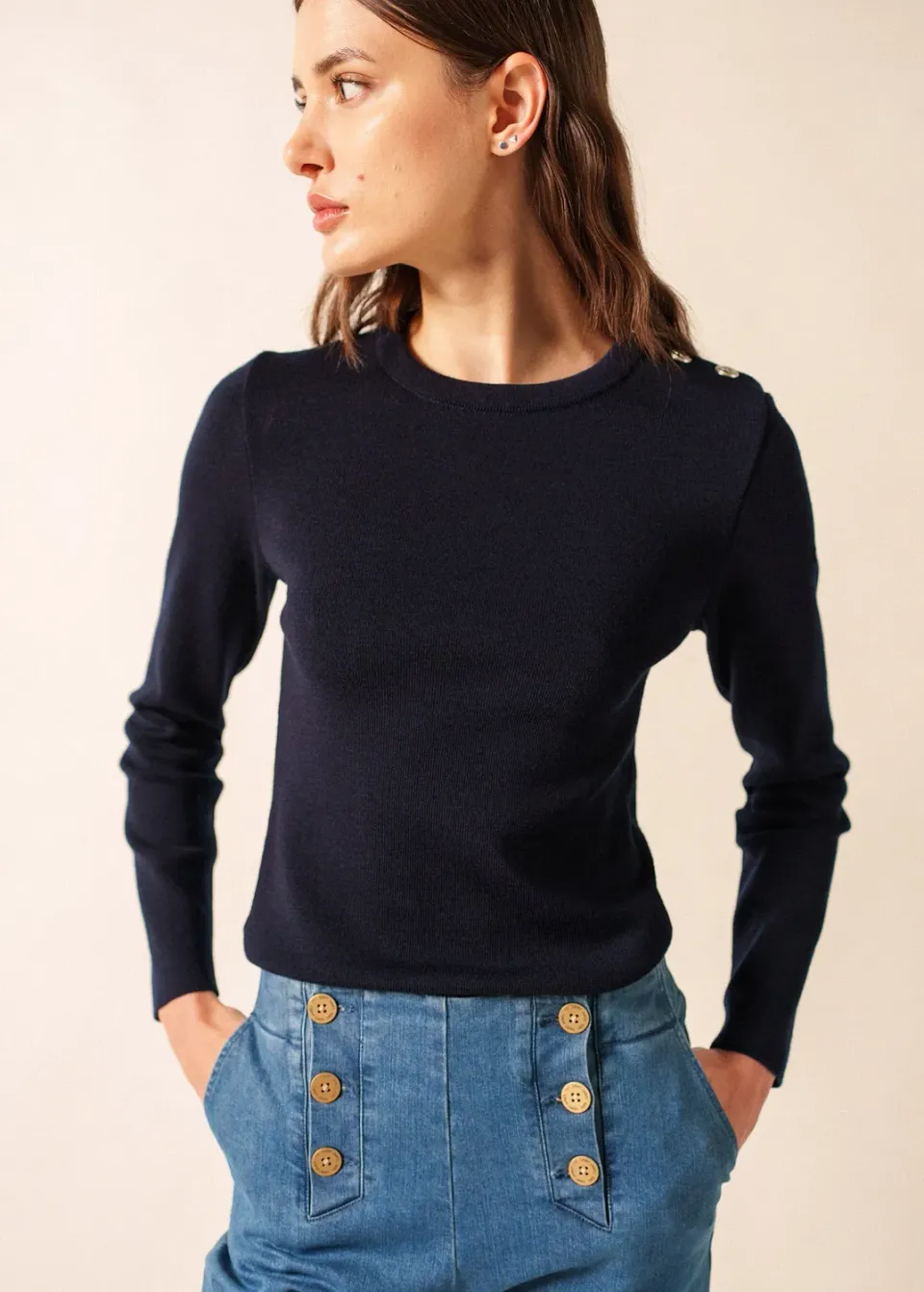 Saint James Marée pull marin navy laine