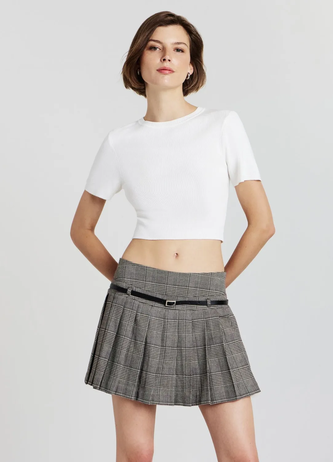 Calliope jupe-short plissée prince-de-galles femme
