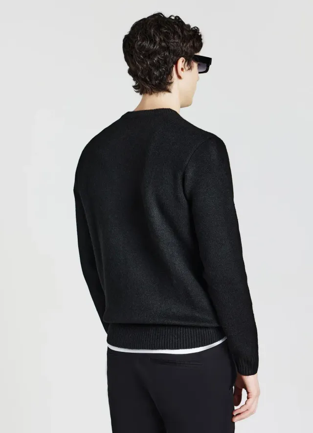 Calliope Pull col rond homme uni manches longues coton