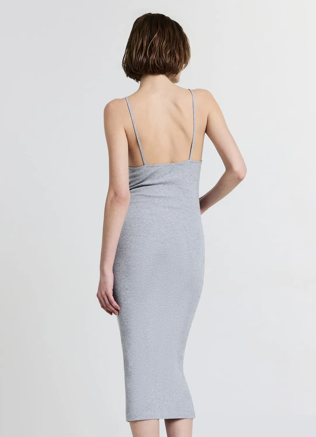 Calliope robe longue côtelée bretelles unie