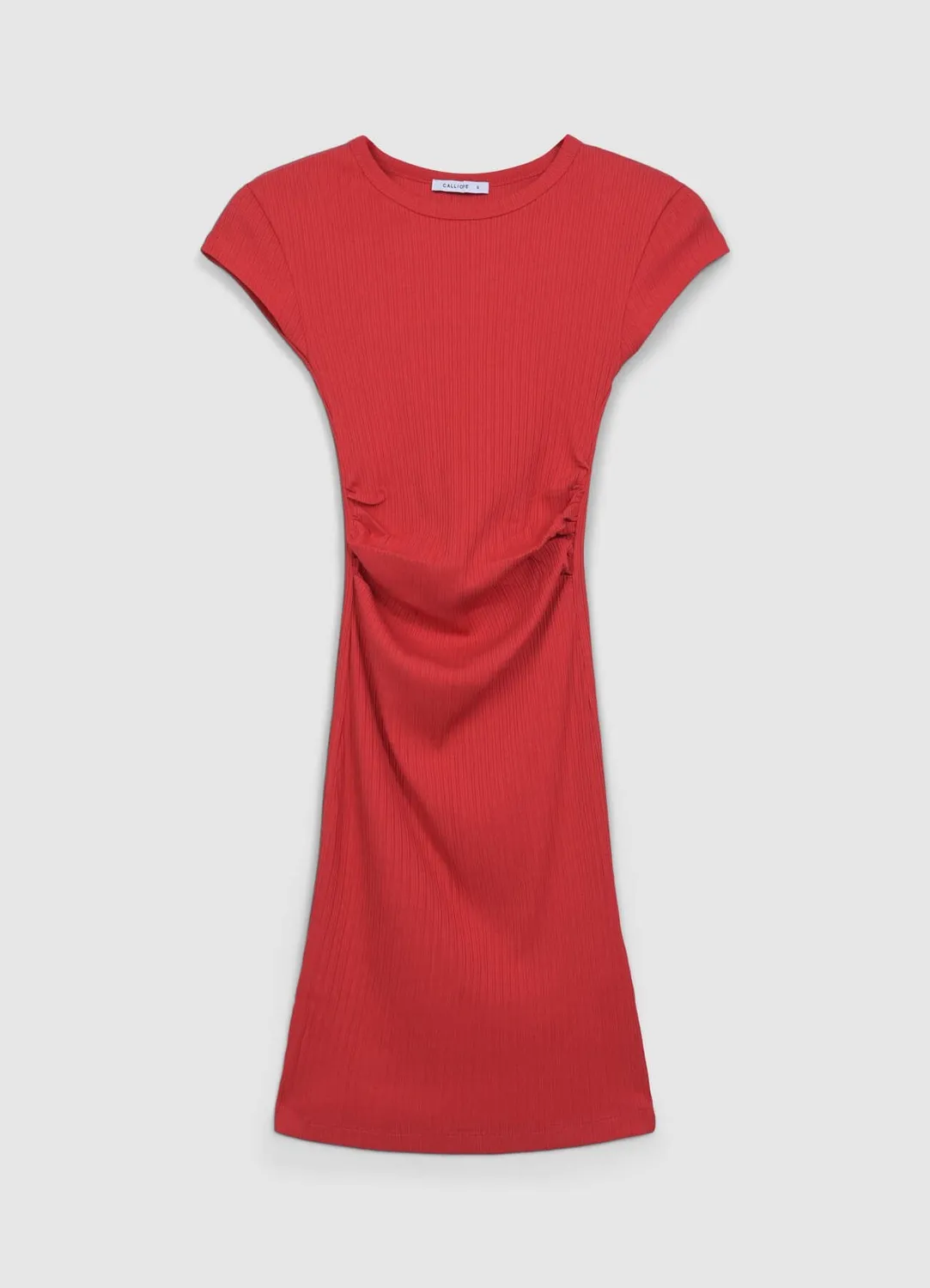 Calliope Robe Côtelée Courte Femme Manches Courtes