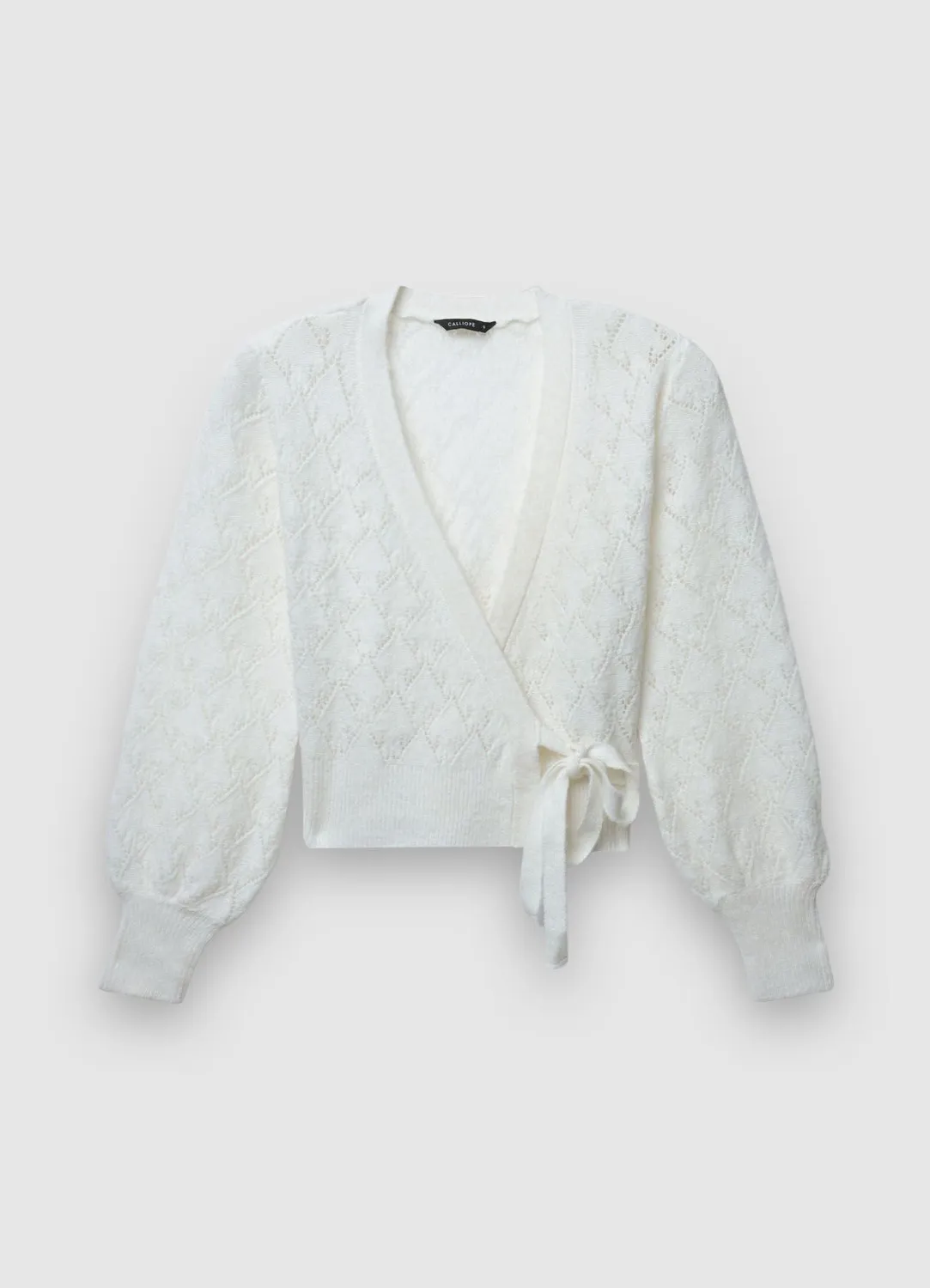 Calliope pull col V ajouré nœud femme manches longues
